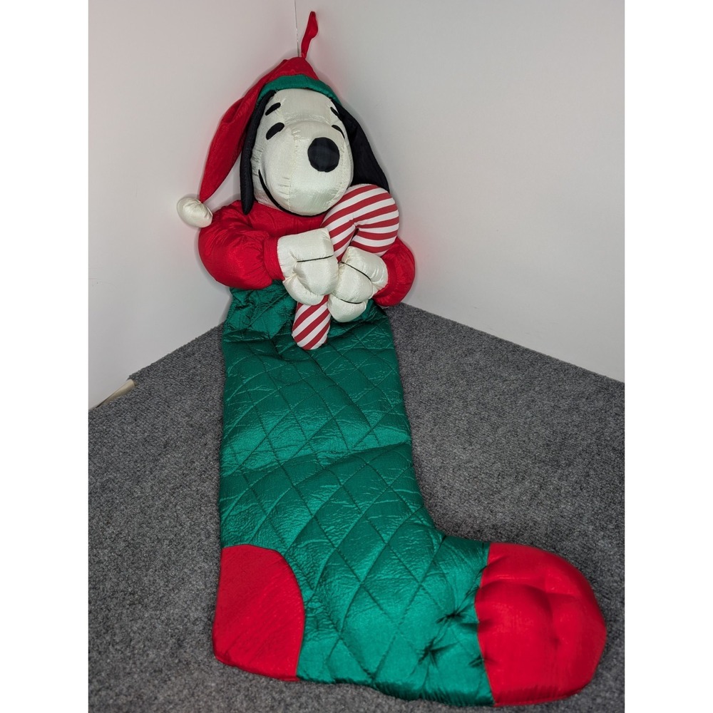 Dandee Snoopy Peanuts Gang Christmas Stocking Large 34" Long Nylon Vintage 1971